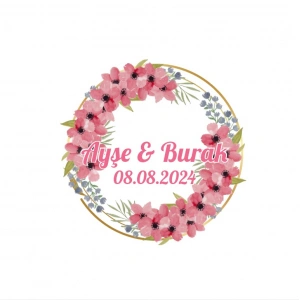 Kış Meyveli Yapraklı Kare Etiket Kına Nişan Düğün 3x3 cm özel etiket / 50 adet sticker