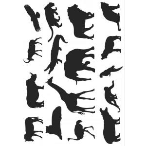 Hayvanlar Siyah Sticker Set