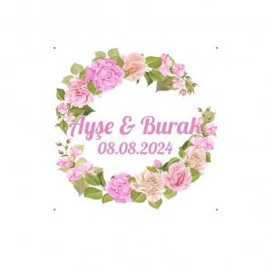 Altın Çerçeveli Kış Meyveli Etiket Kına Nişan Düğün 3x3 cm özel etiket / 50 adet sticker