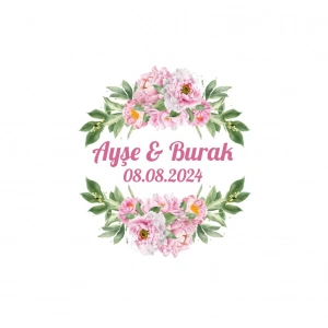 Kış Temalı Oval Çerçeve Etiketi Kına Nişan Düğün 3x3 cm özel etiket / 50 adet sticker