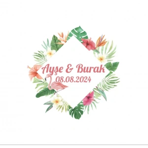 Yapraklı Kış Oval Etiket Kına Nişan Düğün 3x3 cm özel etiket / 50 adet sticker