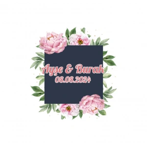 Kozalaklı ve Yapraklı Oval Etiket Kına Nişan Düğün 3x3 cm özel etiket / 50 adet sticker