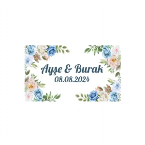 Şık Yaprak Çelengi Etiketi Kına Nişan Düğün 3x3 cm özel etiket / 50 adet sticker