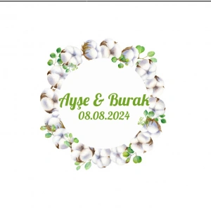 Yuvarlak Kuş ve Çiçekli Kış Etiketi Kına Nişan Düğün 3x3 cm özel etiket / 50 adet sticker