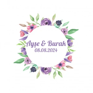 Kış Temalı Oval Çiçekli Etiket Kına Nişan Düğün 3x3 cm özel etiket / 50 adet sticker