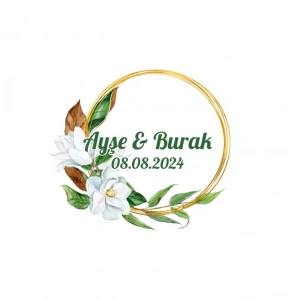 Şık Kozalak ve Yaprak Etiketi Kına Nişan Düğün 3x3 cm özel etiket / 50 adet sticker