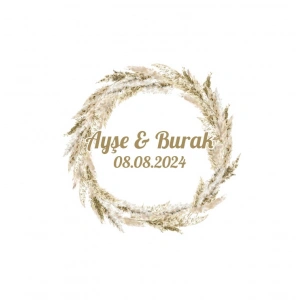 Zarif Altın Rengi Çelenk Etiketi Kına Nişan Düğün 3x3 cm özel etiket / 50 adet sticker