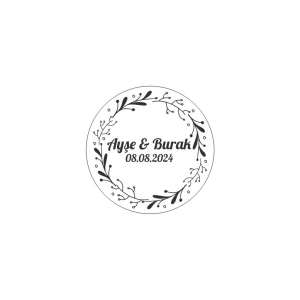 Minimalist Altın Rengi Yaprak Çelengi Etiketi Kına Nişan Düğün 3x3 cm özel etiket / 50 adet sticker