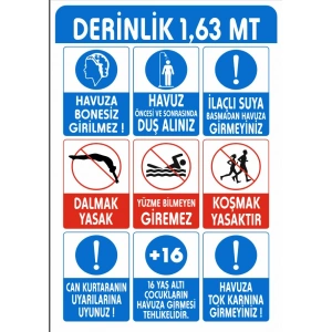 Havuz Uyarı İsaretleri Sticker 20X28 Cm