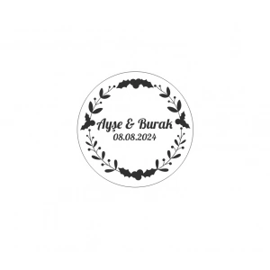 Kırmızı Meyveli Yuvarlak Çelenk Etiketi Kına Nişan Düğün 3x3 cm özel etiket / 50 adet sticker