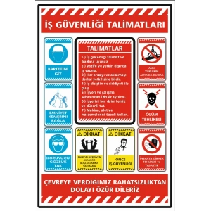 İş Güvelik Talimatı Sticker 20X28 Cm