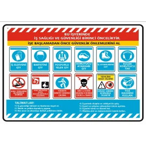 İş Güvenlik Talimatı Sticker 20X28 Cm