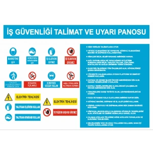 İş Güvenlik Talimatı ve Uyarı Panosu Sticker 20X28 Cm
