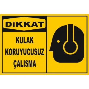 Kulak Koruyucusuz Çalışma Sticker 20X28 Cm