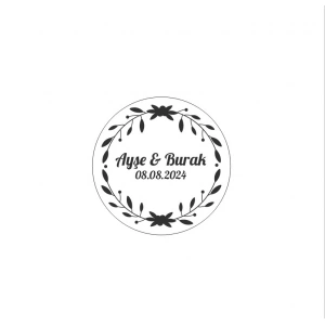 Yuvarlak Kozalaklı Kış Çelengi Etiketi Kına Nişan Düğün 3x3 cm özel etiket / 50 adet sticker