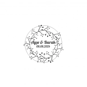 Kozalak ve Çilekli Yuvarlak Etiket Kına Nişan Düğün 3x3 cm özel etiket / 50 adet sticker