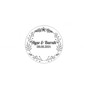 Çam Yapraklı Kırmızı Meyveli Etiket Kına Nişan Düğün 3x3 cm özel etiket / 50 adet sticker