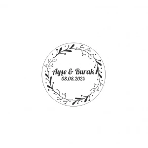 Yuvarlak Geyikli Kış Etiketi Kına Nişan Düğün 3x3 cm özel etiket / 50 adet sticker