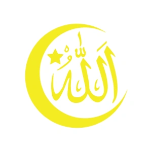 Türk Bayrağı ve Allah Sticker 17x17 Cm Sarı