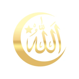 Türk Bayrağı ve Allah Sticker 17x17 Cm Gold