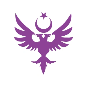 Çift Başlıklı Kartal ve Ay Yıldız Sticker 17x17 Cm Mor