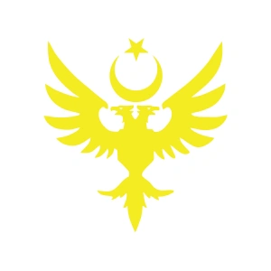 Çift Başlıklı Kartal ve Ay Yıldız Sticker 17x17 Cm Sarı