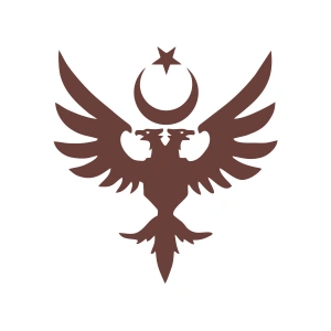 Çift Başlıklı Kartal ve Ay Yıldız Sticker 17x17 Cm Kahverengi