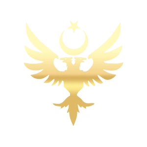 Çift Başlıklı Kartal ve Ay Yıldız Sticker 17x17 Cm Gold