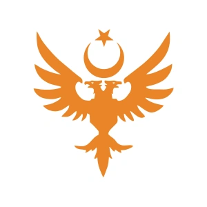 Çift Başlıklı Kartal ve Ay Yıldız Sticker 17x17 Cm Turuncu