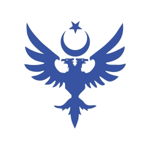 Çift Başlıklı Kartal ve Ay Yıldız Sticker 17x17 Cm Mavi