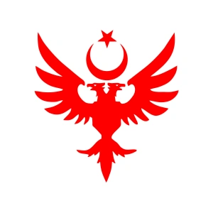 Çift Başlıklı Kartal ve Ay Yıldız Sticker 17x17 Cm Kırmızı