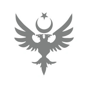 Çift Başlıklı Kartal ve Ay Yıldız Sticker 17x17 Cm Gri