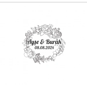 Kış Çiçekleri ve Kuşlu Dörtgen Etiket Kına Nişan Düğün 3x3 cm özel etiket / 50 adet sticker