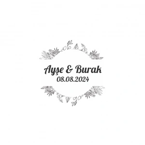 Kış Temalı Oval Çiçekli Etiket Kına Nişan Düğün 3x3 cm özel etiket / 50 adet sticker