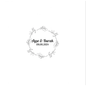 Kış Meyveli Yeşil Yapraklı Etiket Kına Nişan Düğün 3x3 cm özel etiket / 50 adet sticker