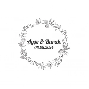 Kozalaklı ve Meyveli Oval Etiket Kına Nişan Düğün 3x3 cm özel etiket / 50 adet sticker