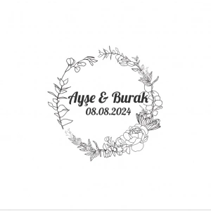 Kış Yapraklı ve Meyveli Kare Etiket Kına Nişan Düğün 3x3 cm özel etiket / 50 adet sticker