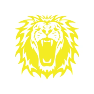 Kükreyen Aslan Sticker 17x17 Cm Sarı