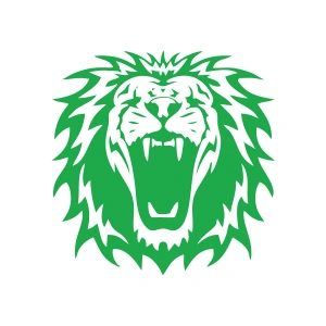 Kükreyen Aslan Sticker 17x17 Cm Yeşil