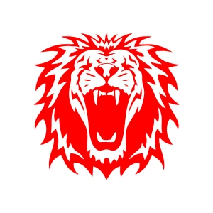 Kükreyen Aslan Sticker 17x17 Cm Kırmızı