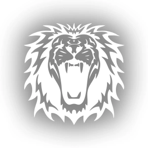 Kükreyen Aslan Sticker 17x17 Cm Beyaz