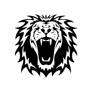 Kükreyen Aslan Sticker 17x17 Cm Siyah