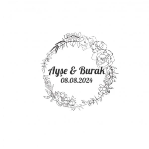 Kozalaklı ve Kuşlu Kare Etiket Kına Nişan Düğün 3x3 cm özel etiket / 50 adet sticker