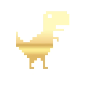 Piksel Dinozor Sticker 17x17 Cm Gold