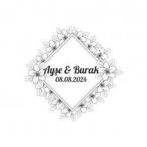 Yuvarlak Kuş ve Çiçekli Kış Etiketi Kına Nişan Düğün 3x3 cm özel etiket / 50 adet sticker