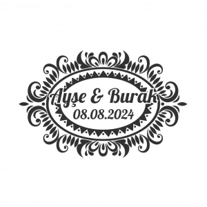 Kış Temalı Oval Çiçekli Etiket Kına Nişan Düğün 3x3 cm özel etiket / 50 adet sticker