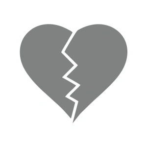 Kırık Kalp Araba Stickeri 17x17 Cm Gri