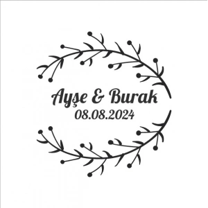 Kış Meyveli Yapraklı Yuvarlak Etiket Kına Nişan Düğün 3x3 cm özel etiket / 50 adet sticker