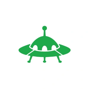 Ufo Araba Sticker 17x17 Cm Yeşil