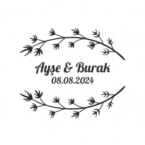 Şık Kozalak ve Yaprak Etiketi Kına Nişan Düğün 3x3 cm özel etiket / 50 adet sticker